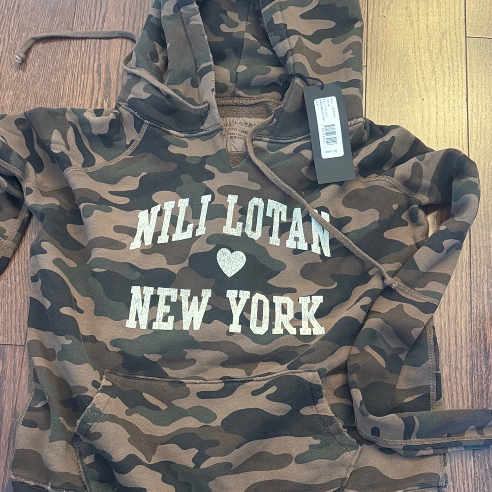 NWT Nili Lotan Camouflage Hoodie - Green and Brown, XS. SAME DAY SHIPPING!